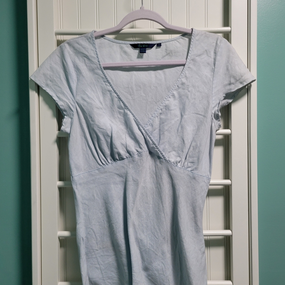 Boden Sky Blue V-Neck Blouse